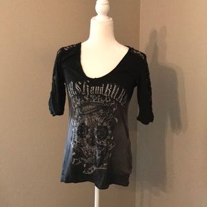 Black/Gray Ombré Lace Crash & Burn Shirt
